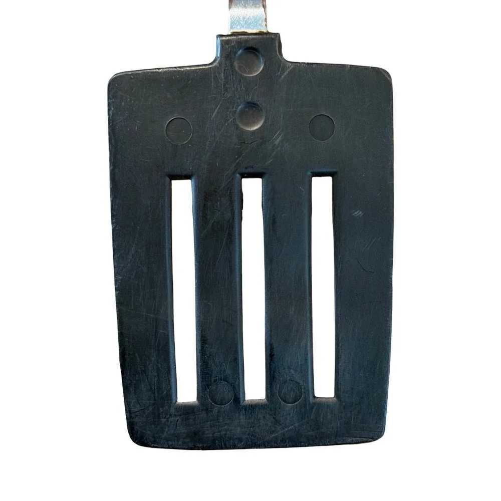 Vintage EKCO USA Slotted Turner Spatula Black Nylon Sage Green Handle USA Made